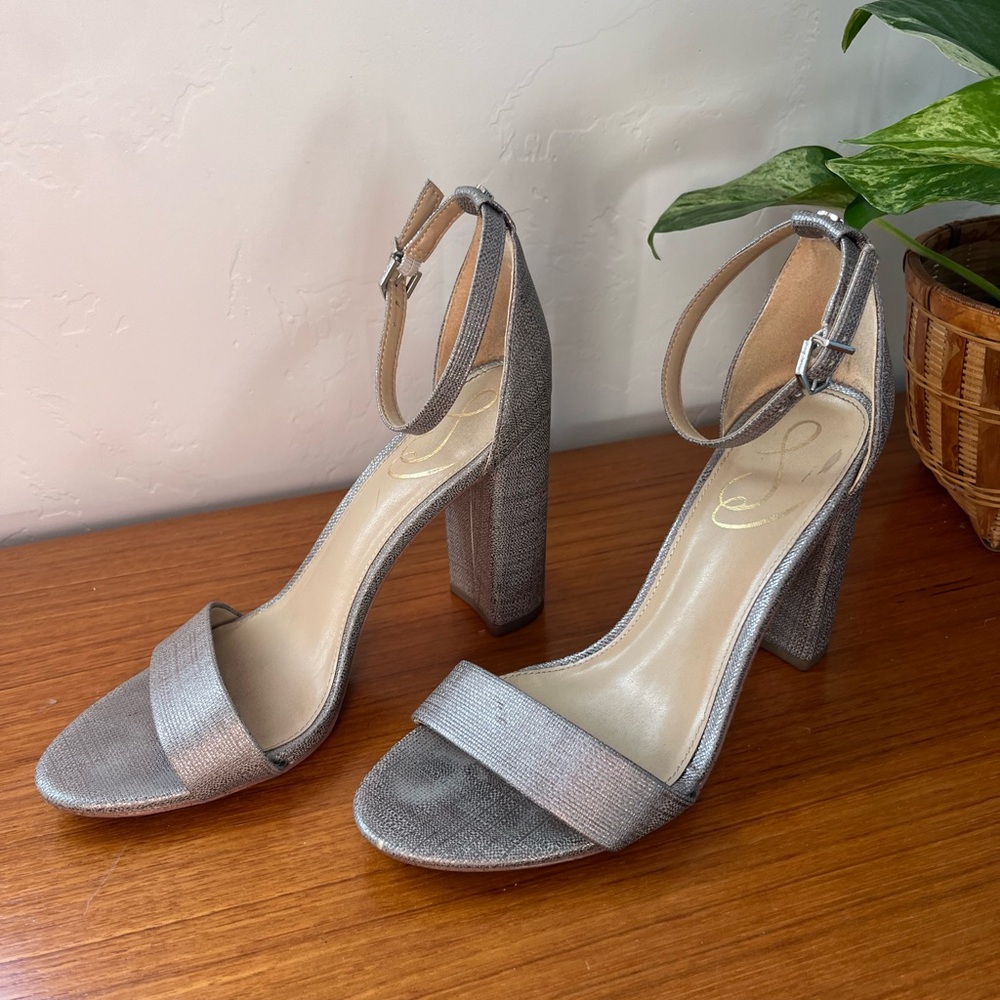 Sam Edelman Yaro Silver Block Heel 8